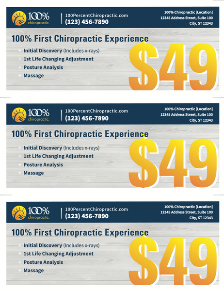 First Experience Coupons (3 per page)