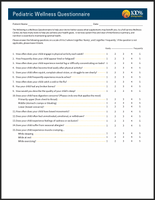 Pediatric Wellness Questionnaire