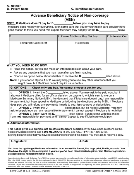 Medicare ABN Form