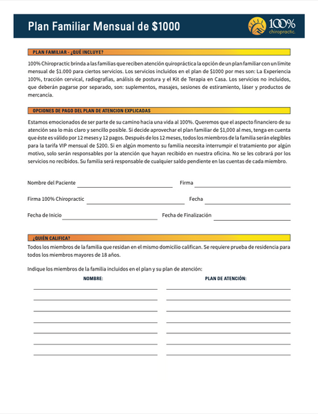 SPANISH - $1000 Monthly Family Plan