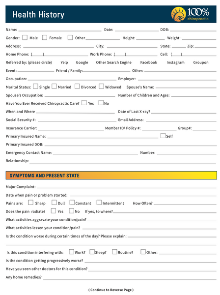 Adult Health History (Case History)