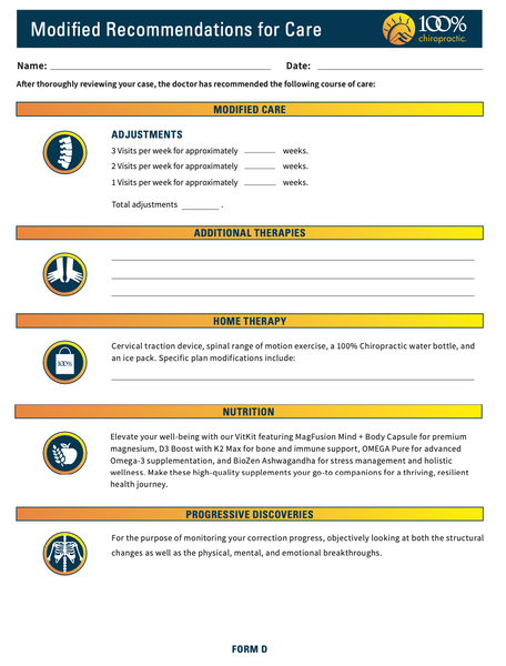 Modified Recommendations For Care (ADJ. ONLY / Form D)