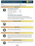 Modified Recommendations For Care (Form B)