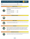 Corrective Recommendations for Care (ADJ. ONLY / Form D)