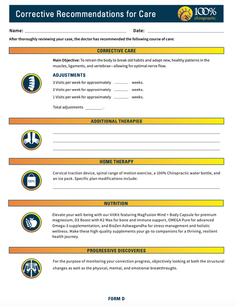 Corrective Recommendations for Care (ADJ. ONLY / Form D)