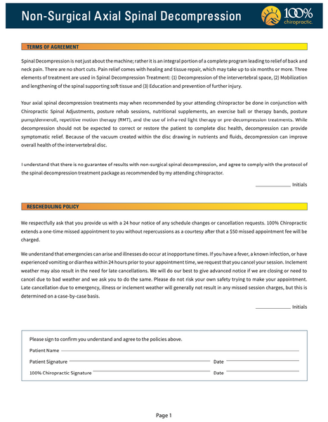 Spinal Decompression Terms of Acceptance & Consent Form