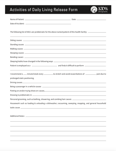 Activities of Daily Living Release Form (ADL)