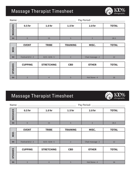 Massage Therapist Timesheet