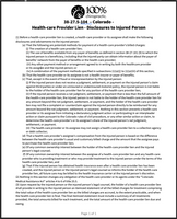 COLORADO ONLY Health-care Provider Lien - Disclosures to Injured Person