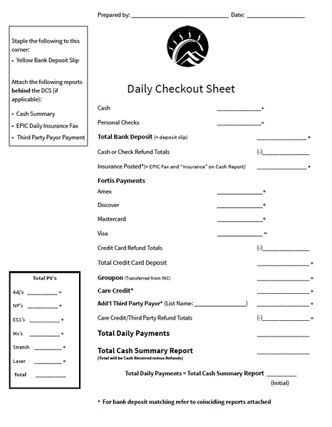 Daily Checkout Sheet