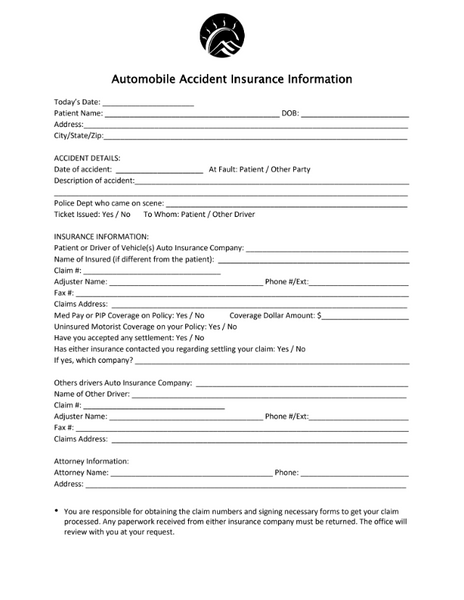Automobile Accident Insurance Information