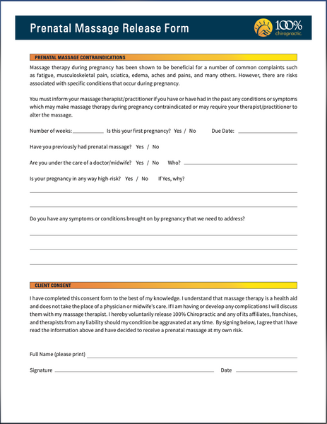 Prenatal Massage Consent Form