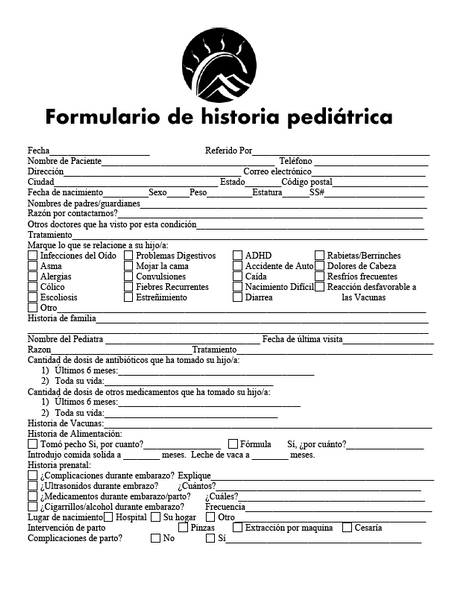 Spanish Pediatric Health History